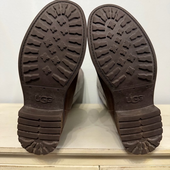 UGG Brown Leather Seldon Knee-High Boots Size 7 - Picture 10 of 10